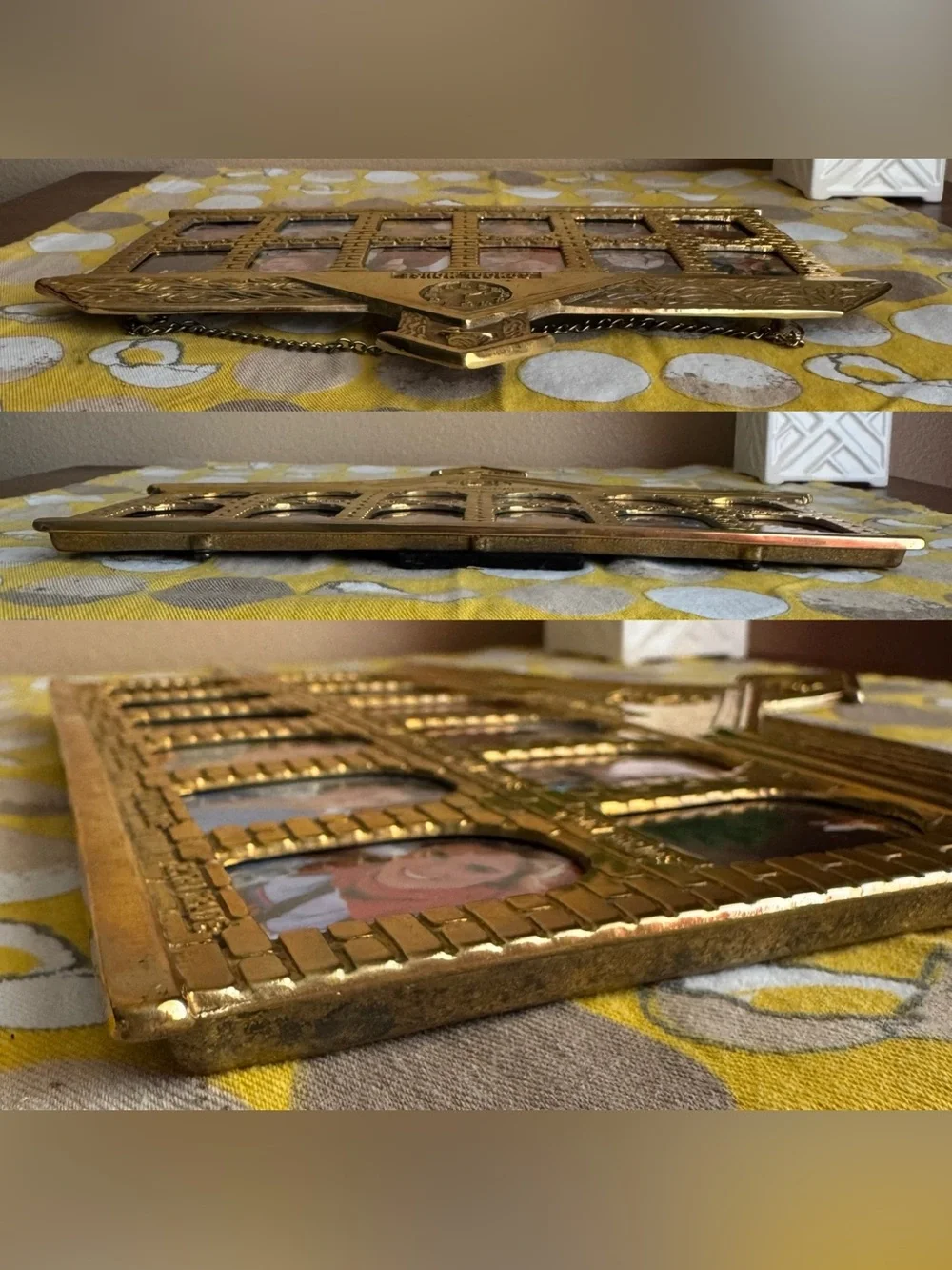 Vintage brassy School Days hanging picture frame